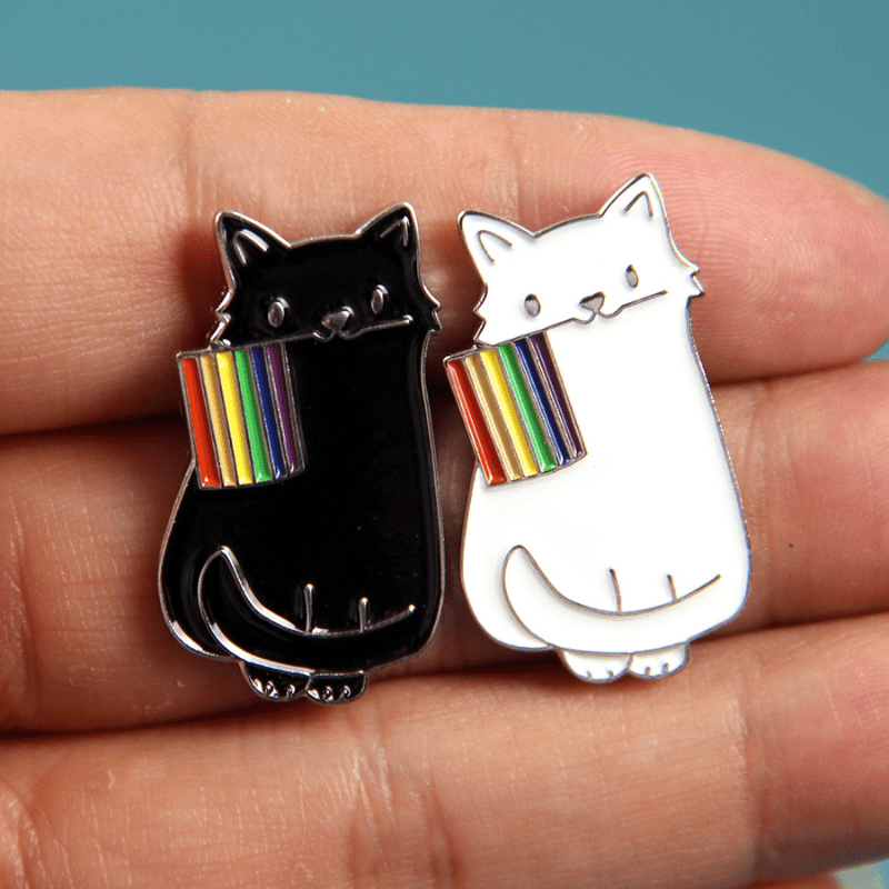 Anime And Rainbow Cat Brooch