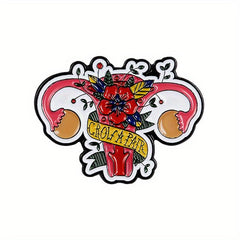 Women's Uterus Ovarian Brooch Flower Plants Gut Feminism Brooch