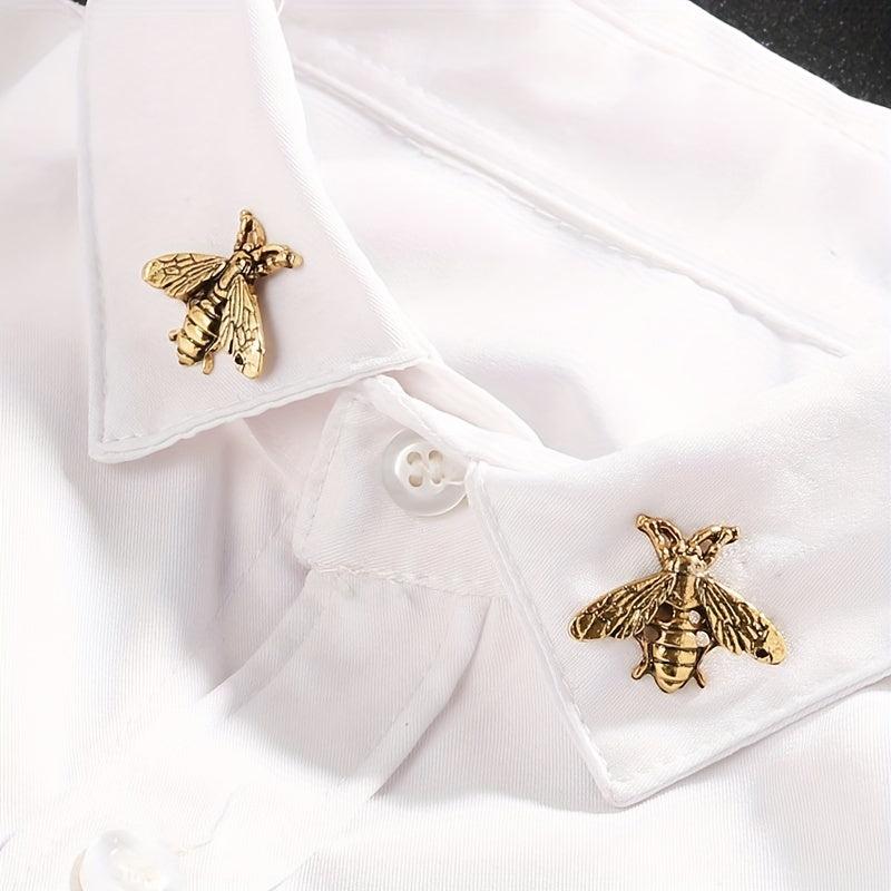 Bee Brooch Collar Pin Buckle Alloy Button Couple Shirt Suit Accessory Silver