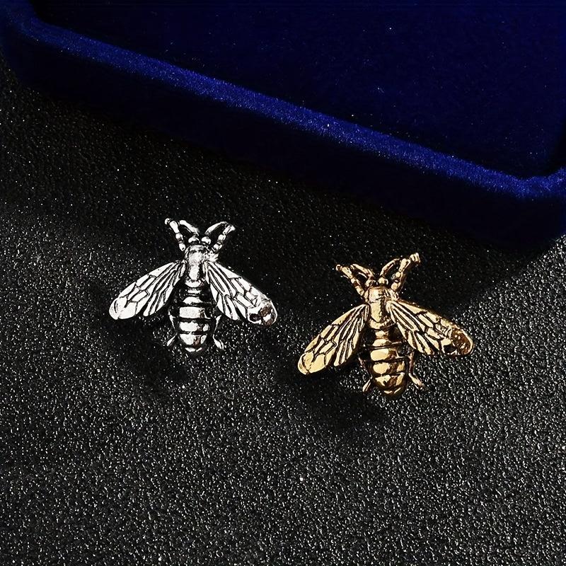 Bee Brooch Collar Pin Buckle Alloy Button Couple Shirt Suit Accessory Silver