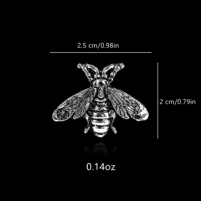 Bee Brooch Collar Pin Buckle Alloy Button Couple Shirt Suit Accessory Silver