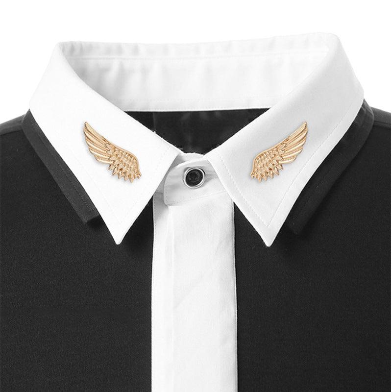 2pcs Wing Brooche Set Retro Style Wedding Shirt Collar Pin Accessory Gift