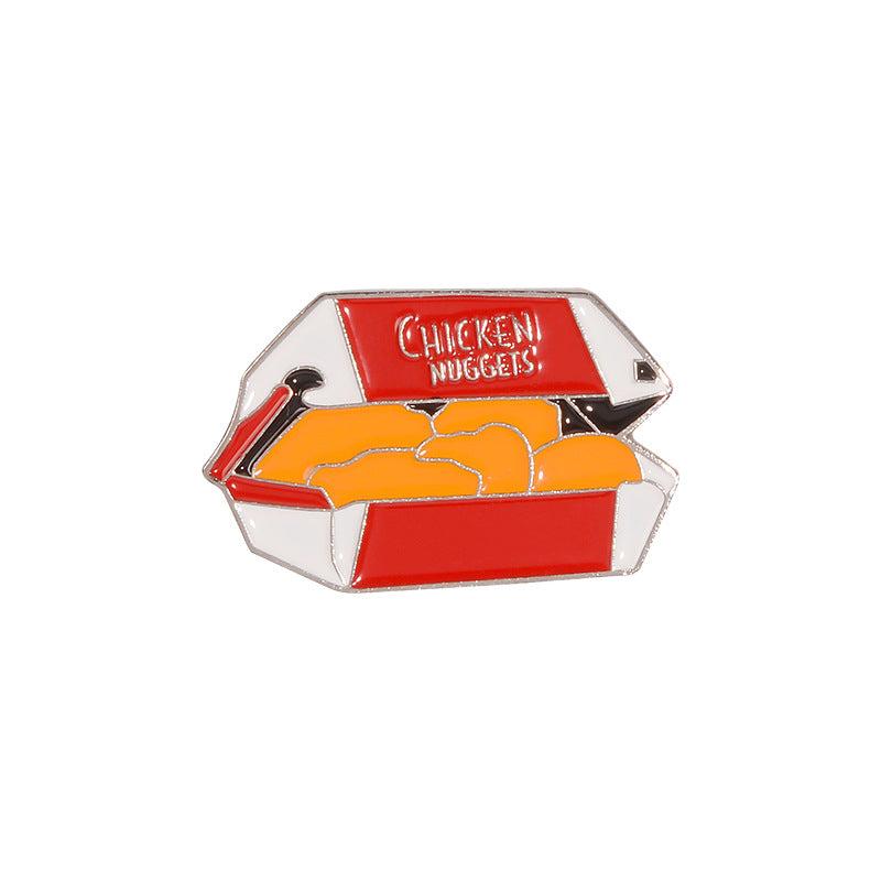 Fried Chicken Hamburger Chips Alloy Brooch