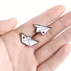 Airplane Boat Enamel Brooch Art Lapel Pin Jackets Hats Scarves Pants Pins