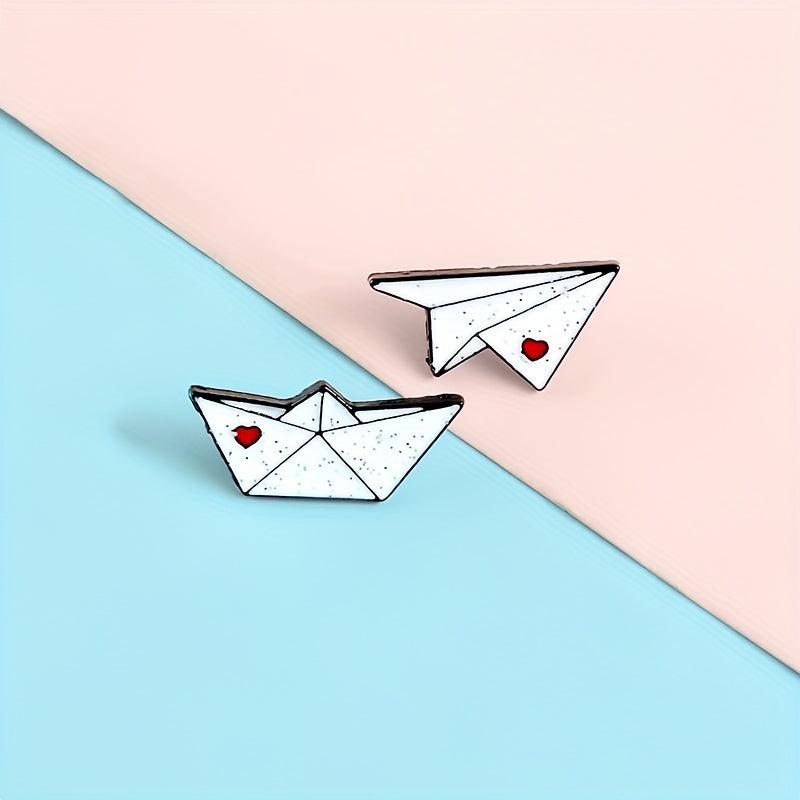 Airplane Boat Enamel Brooch Art Lapel Pin Jackets Hats Scarves Pants Pins