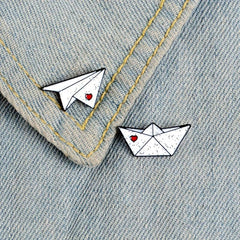Airplane Boat Enamel Brooch Art Lapel Pin Jackets Hats Scarves Pants Pins