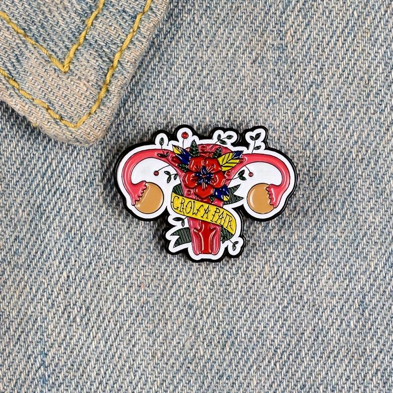 Red Flowers Uterus Brooch Creative Accessory