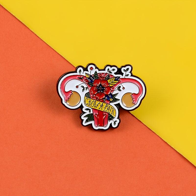 Red Flowers Uterus Brooch Creative Accessory