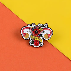 Red Flowers Uterus Brooch Creative Accessory