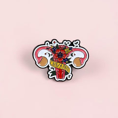 Red Flowers Uterus Brooch Creative Accessory