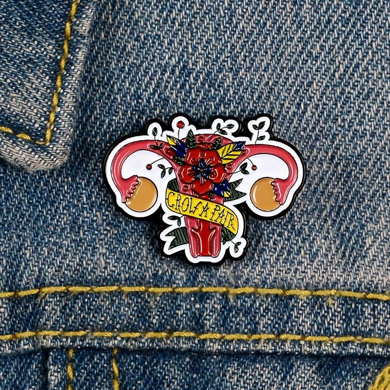 Red Flowers Uterus Brooch Creative Accessory