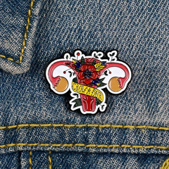 Red Flowers Uterus Brooch Creative Accessory