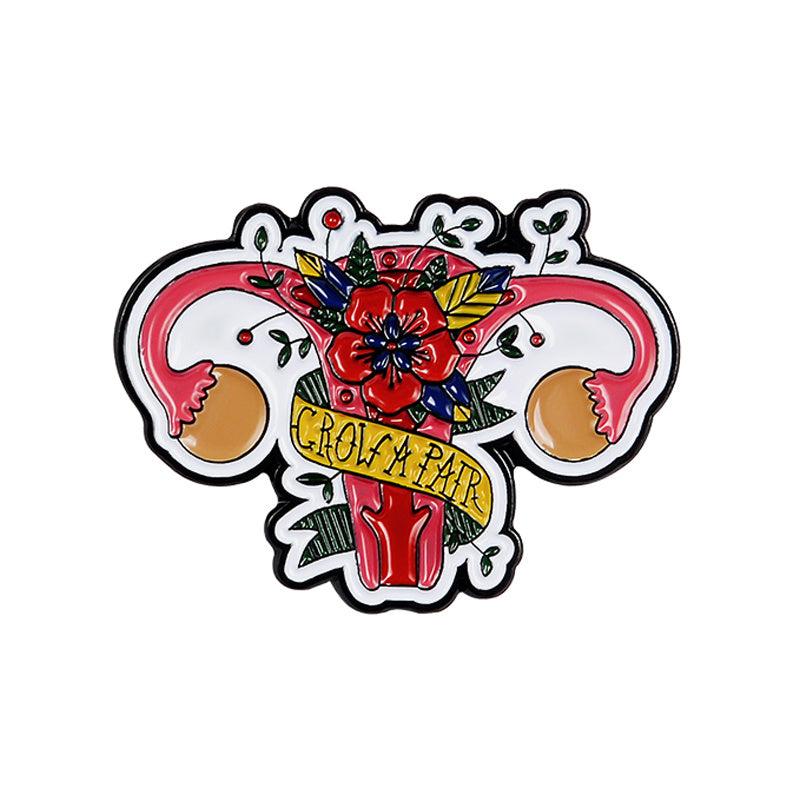 Red Flowers Uterus Brooch Creative Accessory