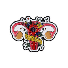 Red Flowers Uterus Brooch Creative Accessory