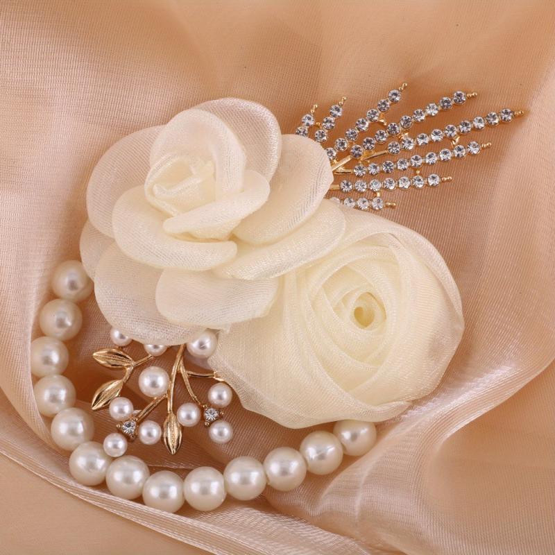 Ivory Crystal Rose Wedding Boutonniere