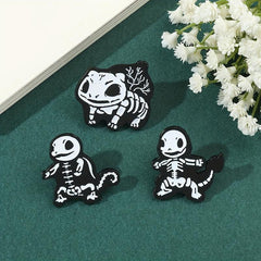 Cartoon Skeleton Animal Breast Pin For Men
