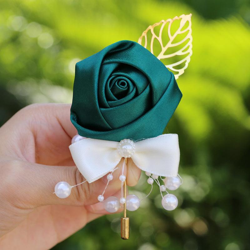 Wedding Bride And Groom Flower Corsage Brooch Simulation Flower