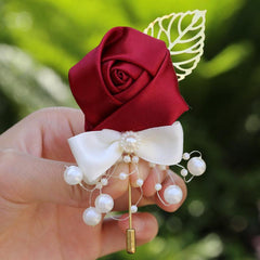 Wedding Bride And Groom Flower Corsage Brooch Simulation Flower
