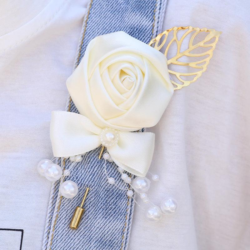 Wedding Bride And Groom Flower Corsage Brooch Simulation Flower