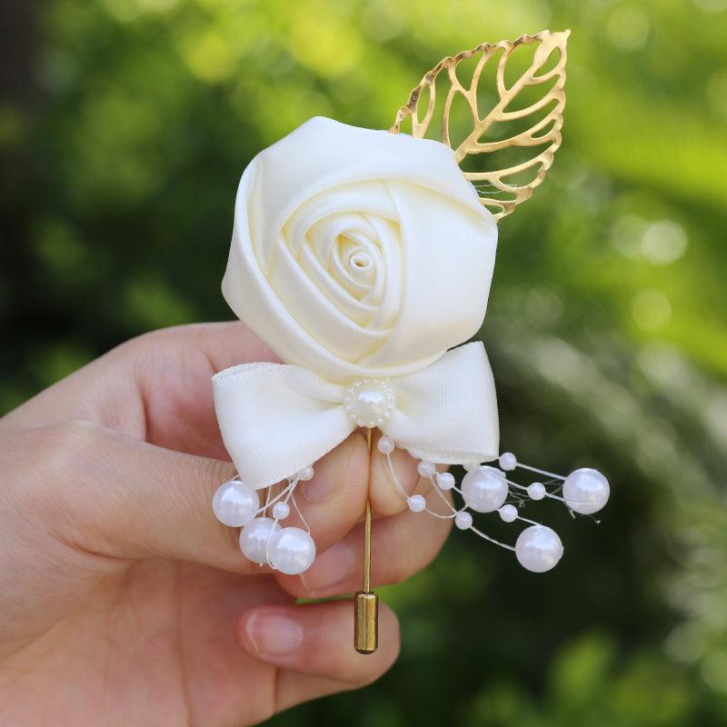Wedding Bride And Groom Flower Corsage Brooch Simulation Flower