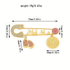 Faux Diamond Inlaid English Alphabet Brooch