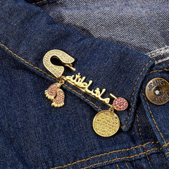 Faux Diamond Inlaid English Alphabet Brooch