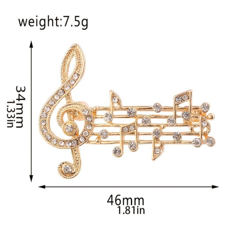 Musical Note Brooch with Artificial Diamonds