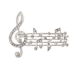 Musical Note Brooch with Artificial Diamonds
