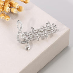 Musical Note Brooch with Artificial Diamonds