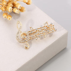 Musical Note Brooch with Artificial Diamonds