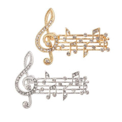 Musical Note Brooch with Artificial Diamonds