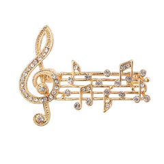 Musical Note Brooch with Artificial Diamonds