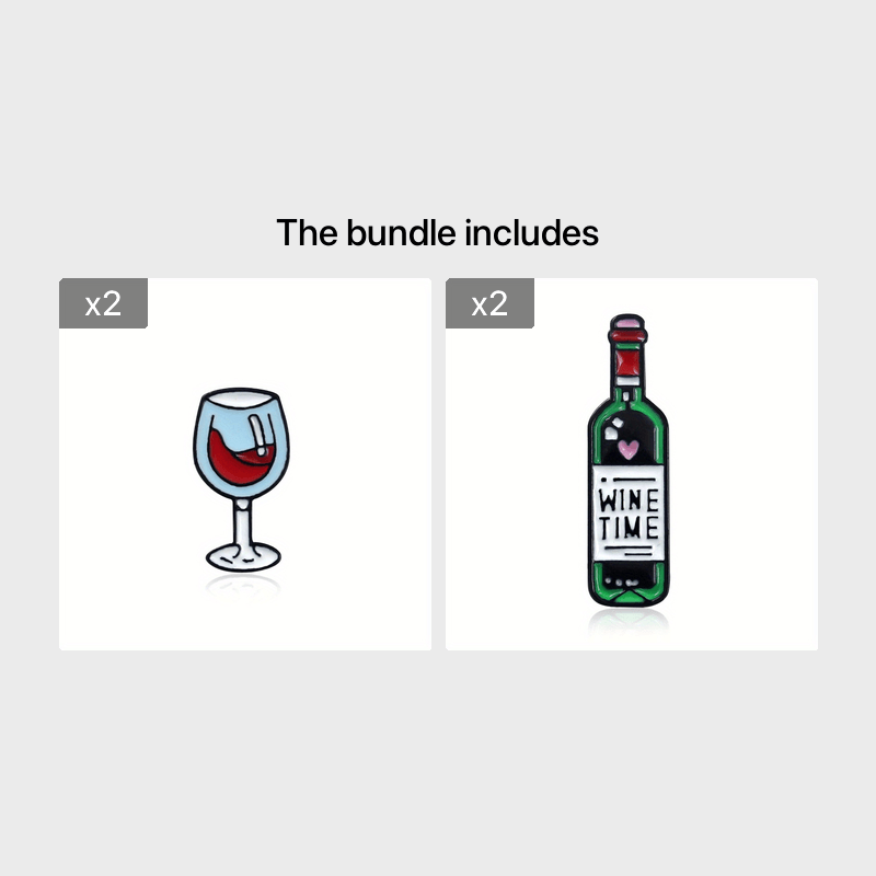 Cartoon Red Wine Bottle Wine Cup Jewelry Pin
