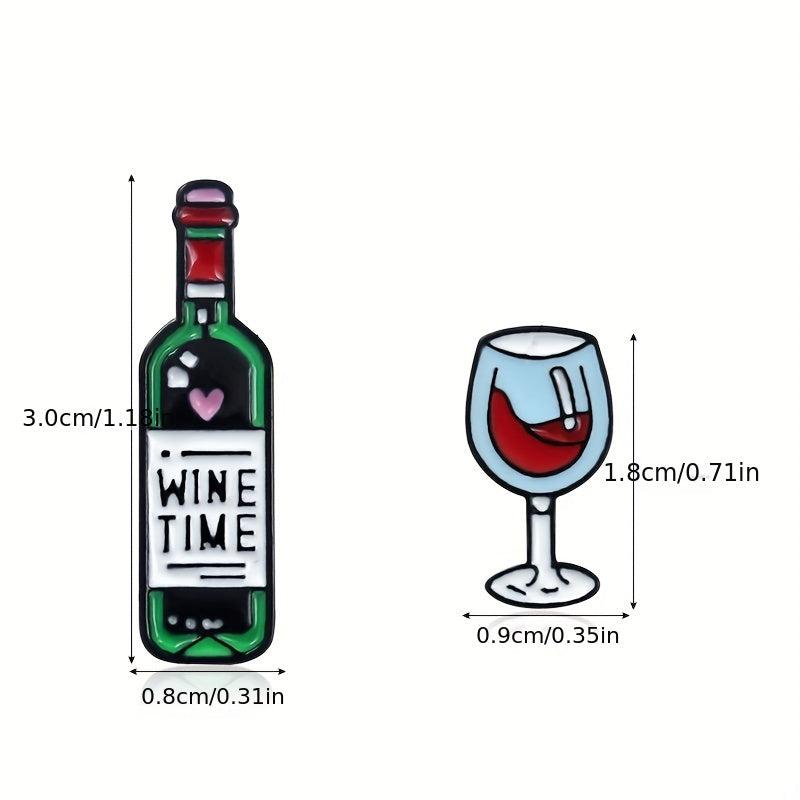 Cartoon Red Wine Bottle Wine Cup Jewelry Pin
