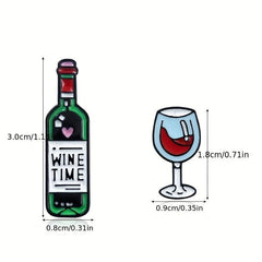 Cartoon Red Wine Bottle Wine Cup Jewelry Pin