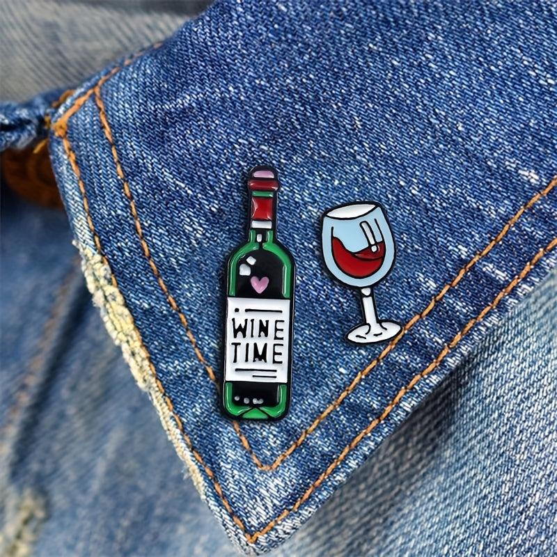 Cartoon Red Wine Bottle Wine Cup Jewelry Pin