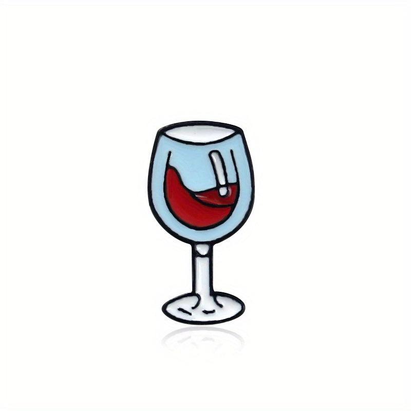 Cartoon Red Wine Bottle Wine Cup Jewelry Pin