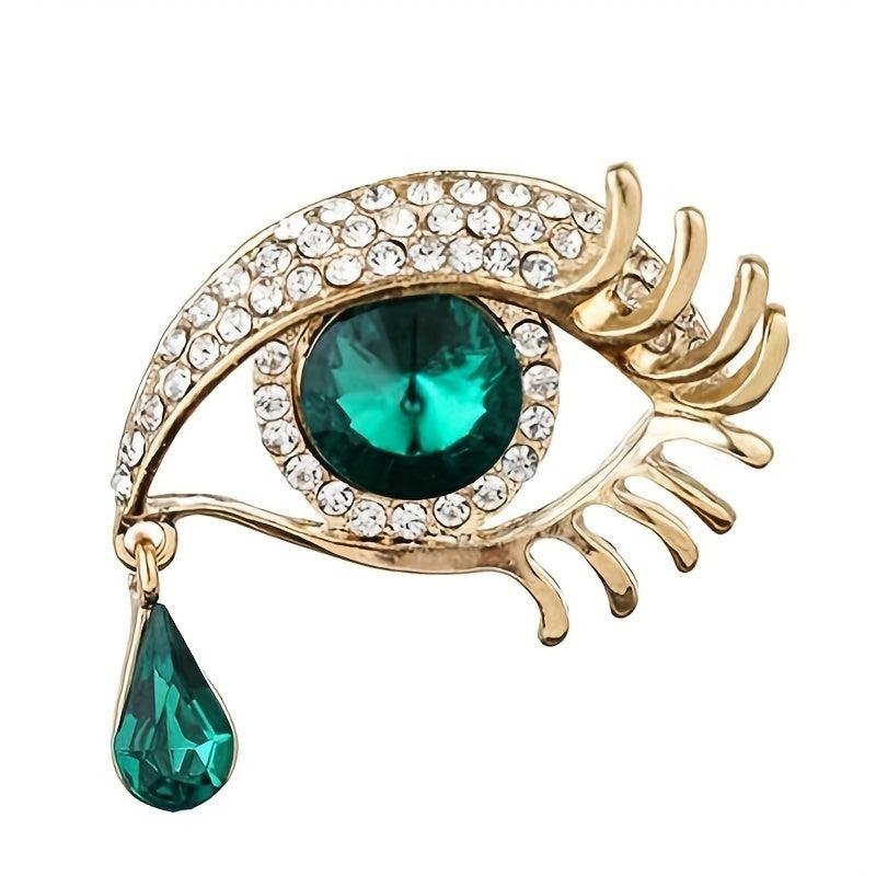 Eye Shape Brooch With Rhinestone For Women