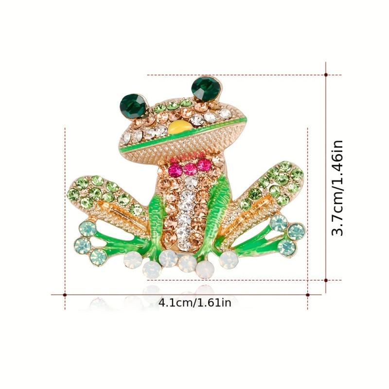 Colorful Enamel Frog Brooch Pin for Women Men with Rhinestone