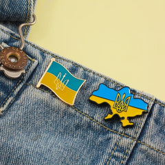 Ukraine Flag Brooch Pin - Patriotic Ukrainian Flag Jewelry