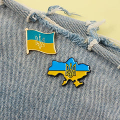 Ukraine Flag Brooch Pin - Patriotic Ukrainian Flag Jewelry