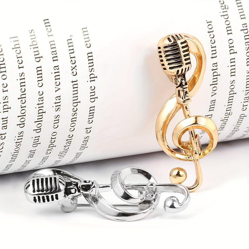 Microphone Music Brooch Pin
