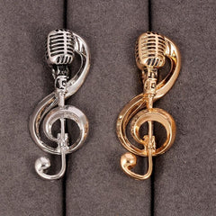 Microphone Music Brooch Pin