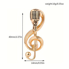 Microphone Music Brooch Pin