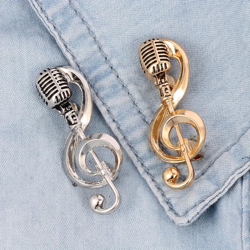 Microphone Music Brooch Pin