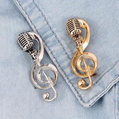 Microphone Music Brooch Pin