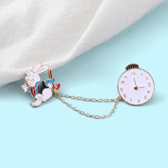Aluminum Alloy Rabbit Pocket Watch Brooch
