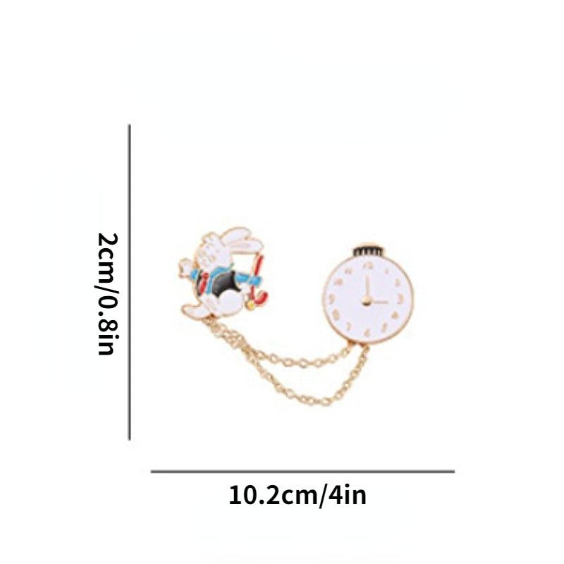 Aluminum Alloy Rabbit Pocket Watch Brooch