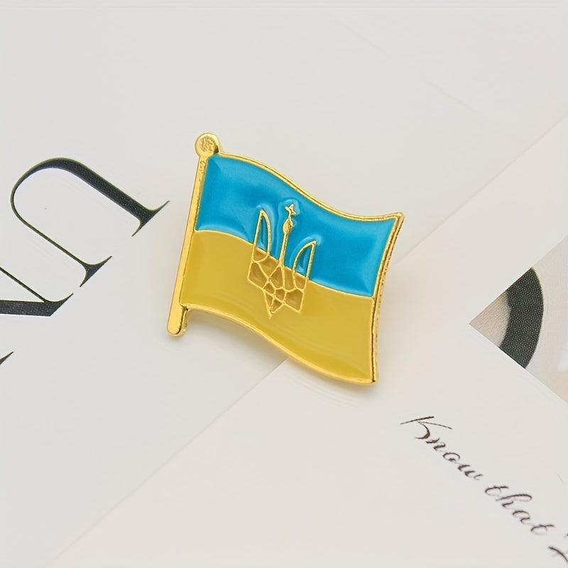 Ukraine Flag Map Print Brooch