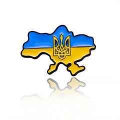 Ukraine Flag Map Print Brooch